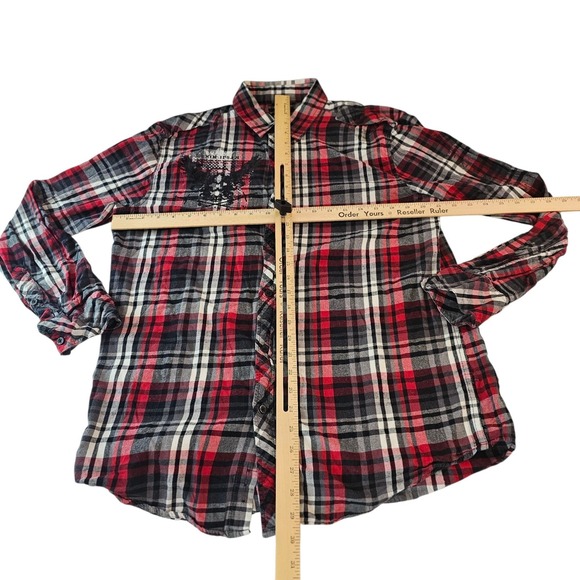 Helix Double Dragon Men's Large Long Sleeve Button Down Plaid Shirt - Picture 9 of 9